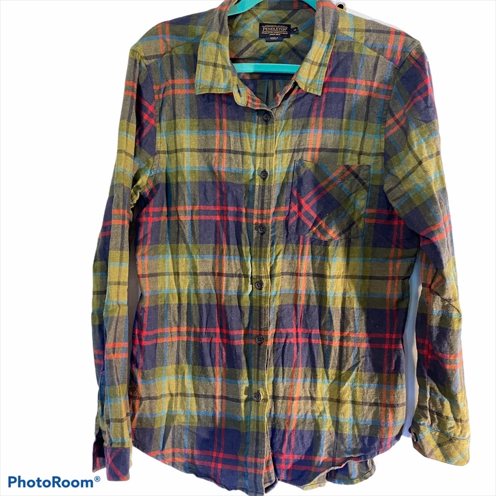 Pendleton Plaid Lightweight Button Down, Size Med - image 1